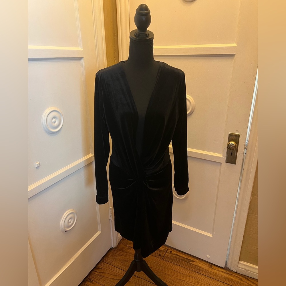 Lioness,  Black Velvet,  Twist Front Mini Dress, Sz M